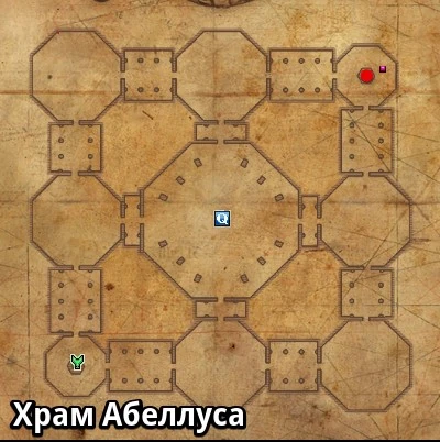 Карта Храма Абеллуса с отметкой точки печати
